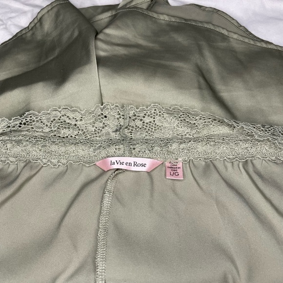 Green Satin and Lace Shorts - Picture 3 of 3